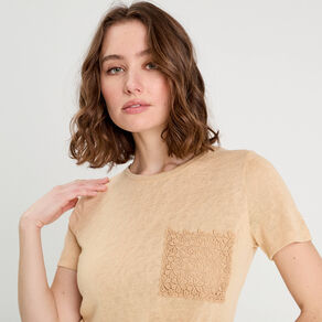 t shirt detail noeud sable femme T-shirt détail noeud sable femme