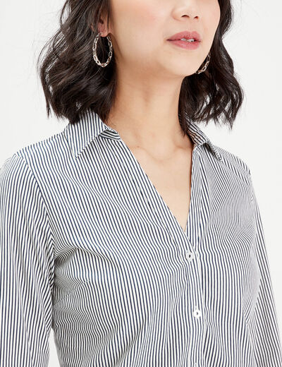 Chemise manches longues bleu marine femme