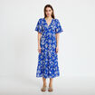 Robe &eacute;vas&eacute;e col v bleu roi femme