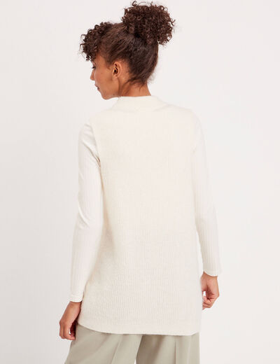 Pull sans manches col roulé ecru femme