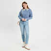 Pull col claudine dentelle bleu femme