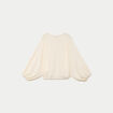 Blouse dentelle col rond manches longues ecru femme