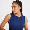 D&eacute;bardeur cropped bleu fonc&eacute; femme