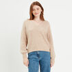 Pull avec col en V beige femme