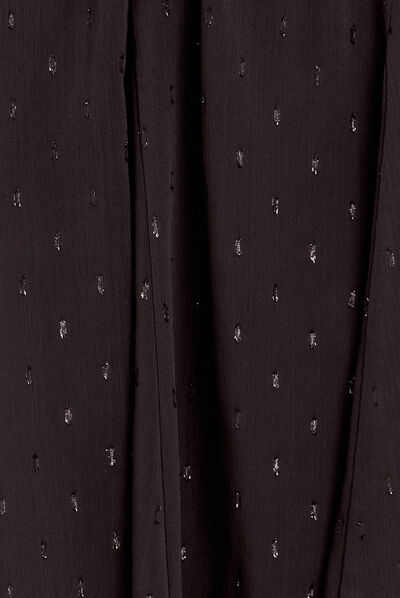 Robe évasée manches longues noir femme