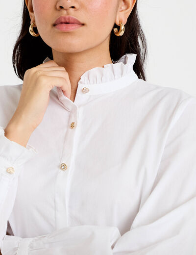 Chemise droite manches longues ecru femme