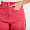 Jean wide leg cropped taille haute rose framboise femme