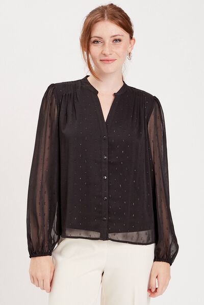 Blouse manches longues noir femme