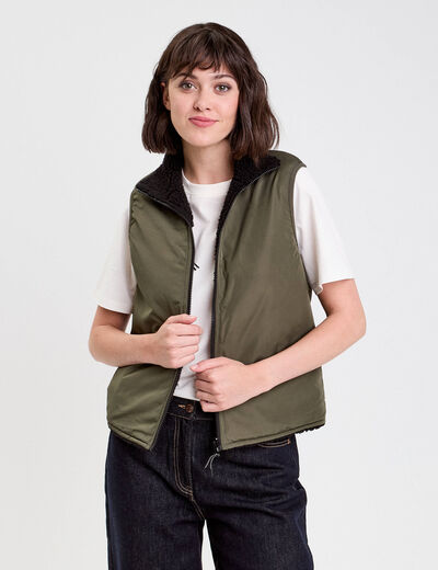 Parka déperlante 2-en-1 vert kaki femme
