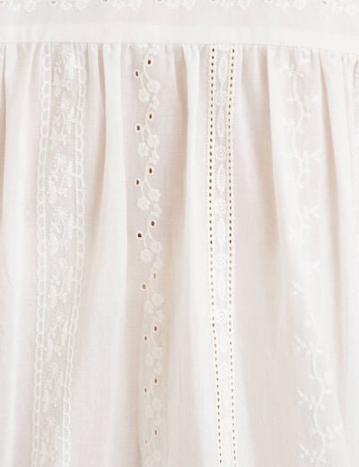 Chemise droite col classique manches 3/4 ecru femme
