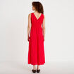 Robe longue &eacute;vas&eacute;e col v sans manches rouge femme