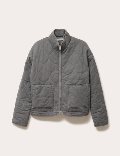 Veste matelass&eacute;e zipp&eacute;e gris clair femme