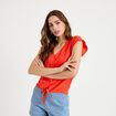 Blouse manches courtes orange fonc&eacute; femme