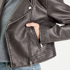 Veste biker simili cuir noir femme