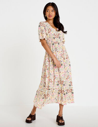 Robe &eacute;vas&eacute;e blanc femme