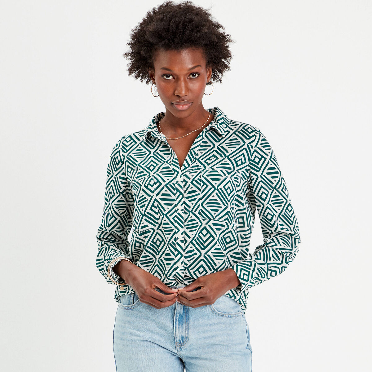 Chemise manches longues blanc femme