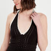 Débardeur cropped crochet noir femme