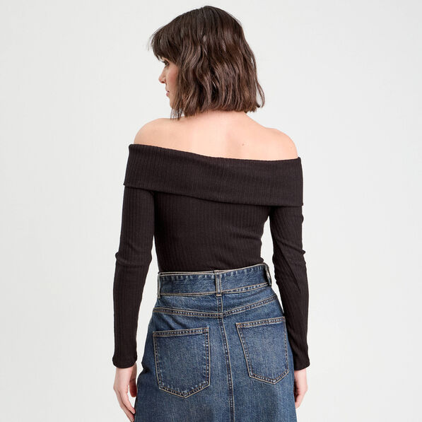 t shirt manches longues noir femme T-shirt manches longues noir femme