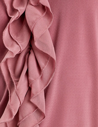 Blouse volants vieux rose femme