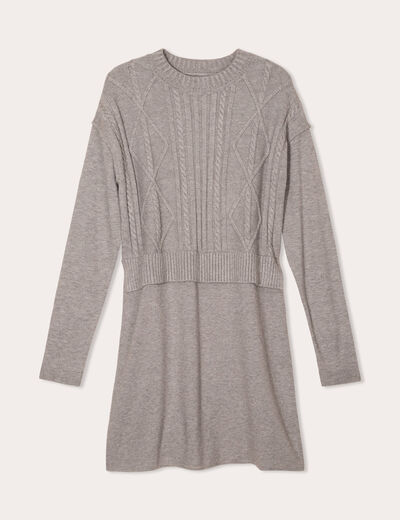 Robe pull effet 2-en-1 gris clair femme
