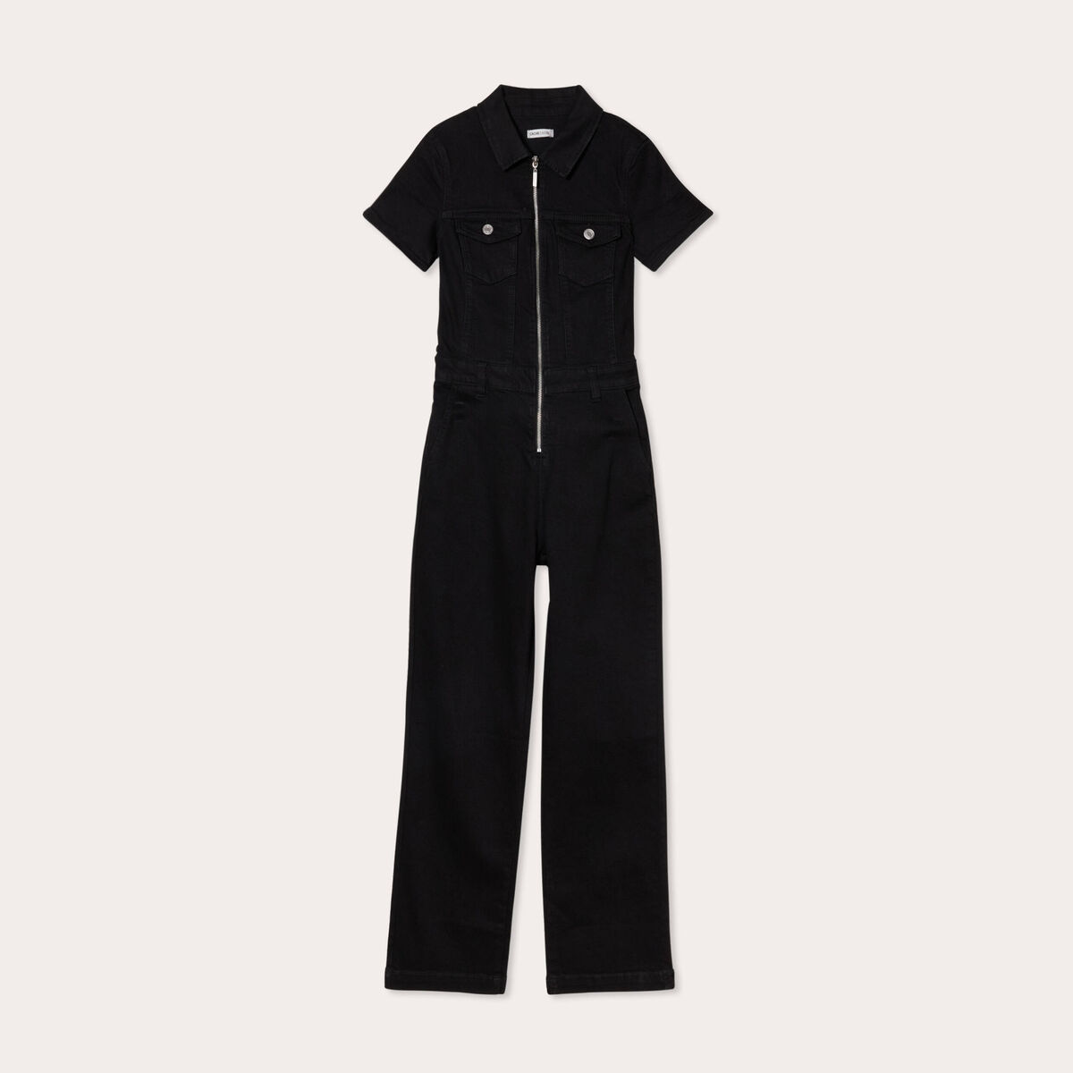 Combinaison pantalon en jean denim noir femme