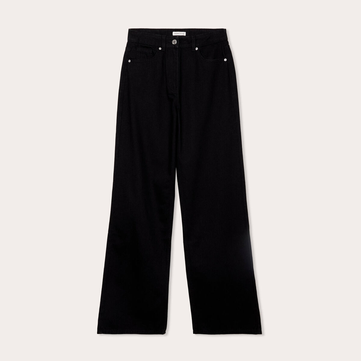 Jeans wide leg taille haute denim noir femme