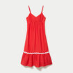 Robe longue &eacute;vas&eacute;e col v cr&ecirc;pe rouge femme