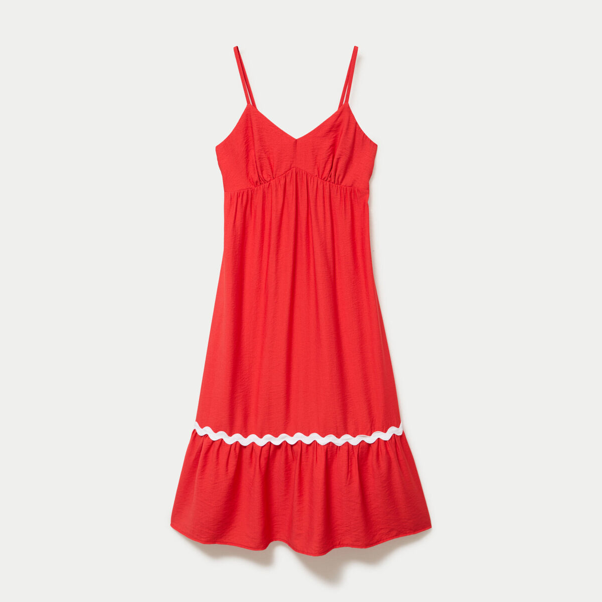 Robe longue &eacute;vas&eacute;e col v cr&ecirc;pe rouge femme