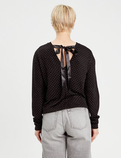 Pull avec clous et noeud noir femme