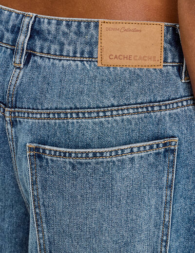Jeans baggy taille haute denim double stone femme