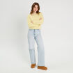 Pull col bateau jaune clair femme