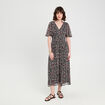 Robe longue évasée col en V noir femme