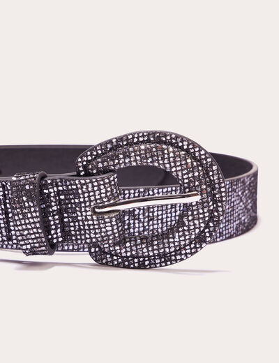 Ceinture avec strass noir femme