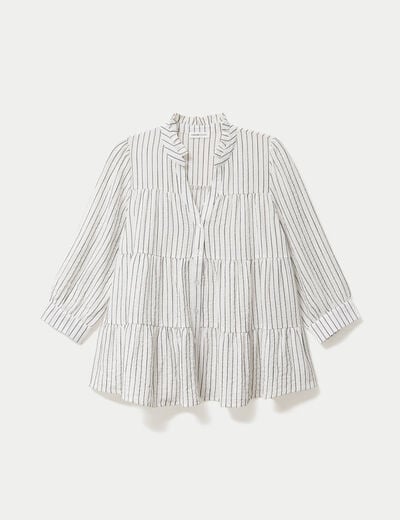 Blouse ample manches longues blanc femme