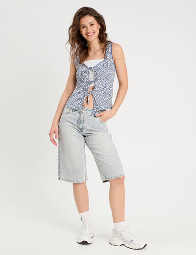 Débardeur avec noeuds bleu gris femme
