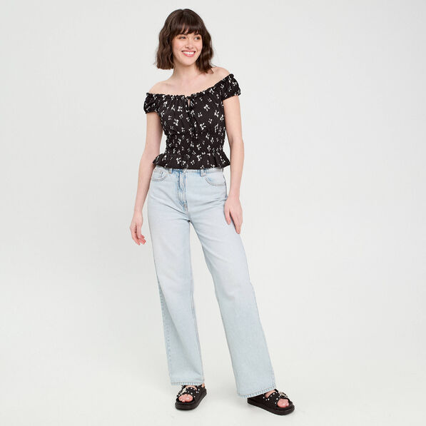 Blouse manches courtes noir femme