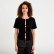 Gilet droit court manches courtes noir femme
