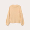 Pull oversize col rond manches longues jaune paille femme