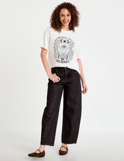 T-shirt oversize manches longues ecru femme