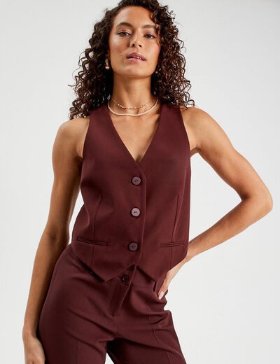 Veston sans manches prune femme