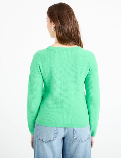 Pull manches longues vert femme