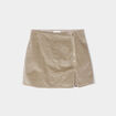 Jupe-short moulante velours vert kaki femme