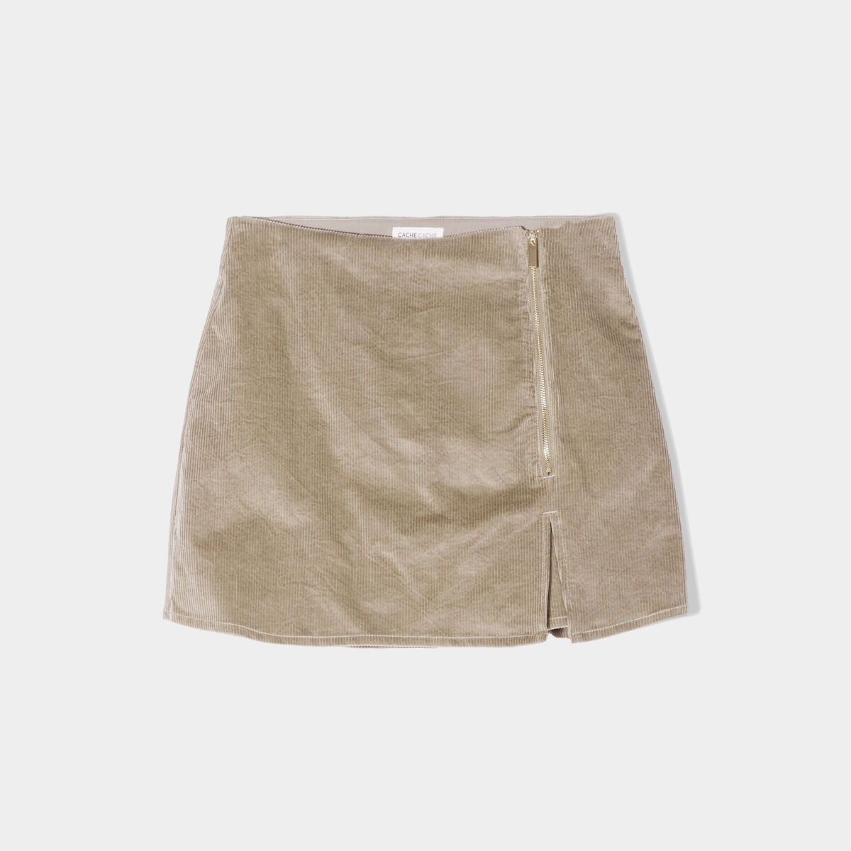 Jupe-short moulante velours vert kaki femme
