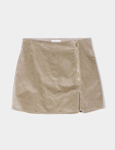 Jupe-short moulante velours vert kaki femme
