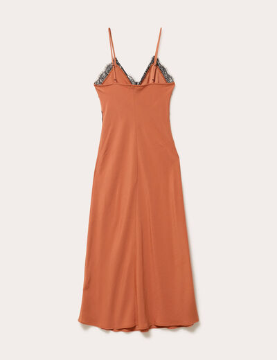 Robe longue droite bretelles terracotta femme