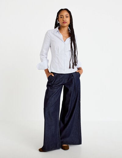 Jean wide leg taille haute denim brut femme