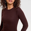 T-shirt manches longues cintré marron foncé femme