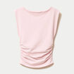 T-shirt ajust&eacute; col bateau sans manches rose clair femme
