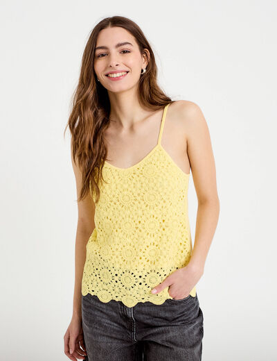 D&eacute;bardeur effet crochet jaune clair femme