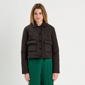 Veste matelassée courte noir femme